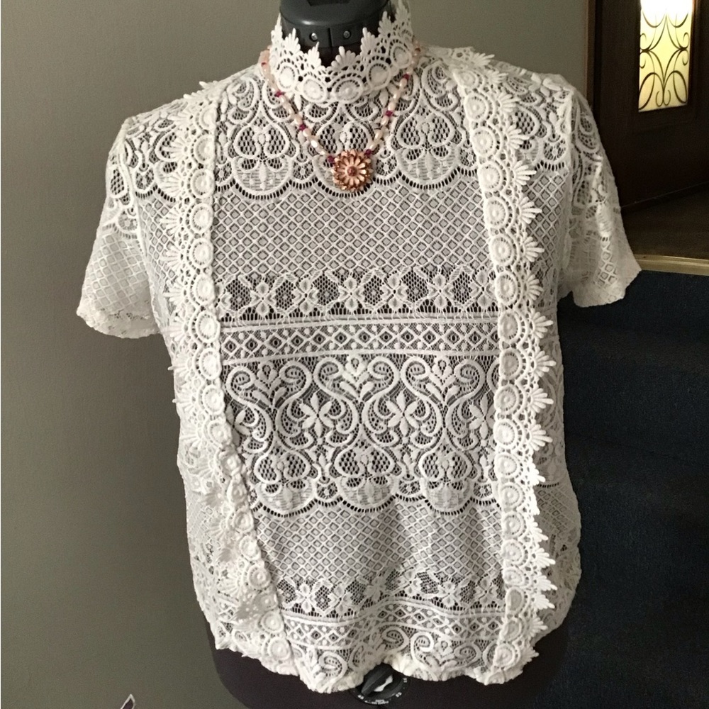 White lace shirt